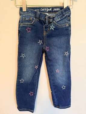 Cat & Jack Skinny Jeans with Multicolor Star Embroidery - Blue